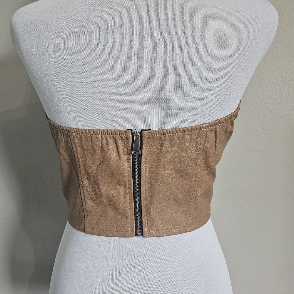 Havana Leather Look Crop Bandaue. Brown Mocha Color. Size Large. - Picture 3 of 5